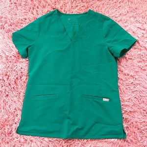 FIGS Hunter Green Two Pocket Scrub Top Small